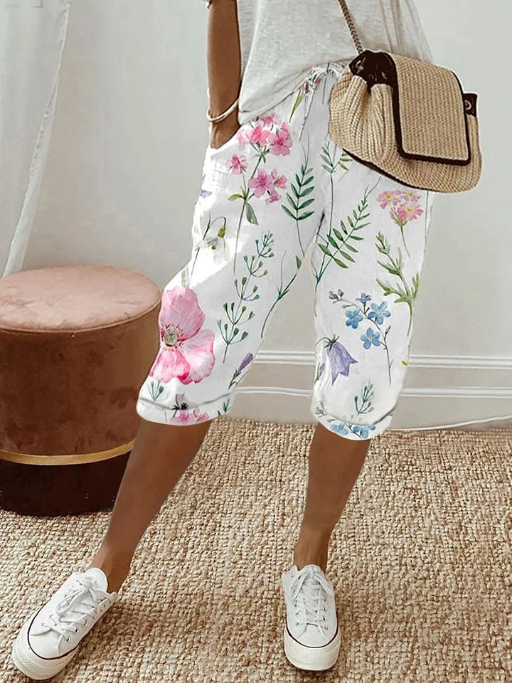 Poppy | Floral Drawstring Wide-Leg Shorts