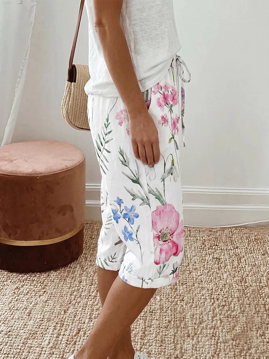 Poppy | Floral Drawstring Wide-Leg Shorts