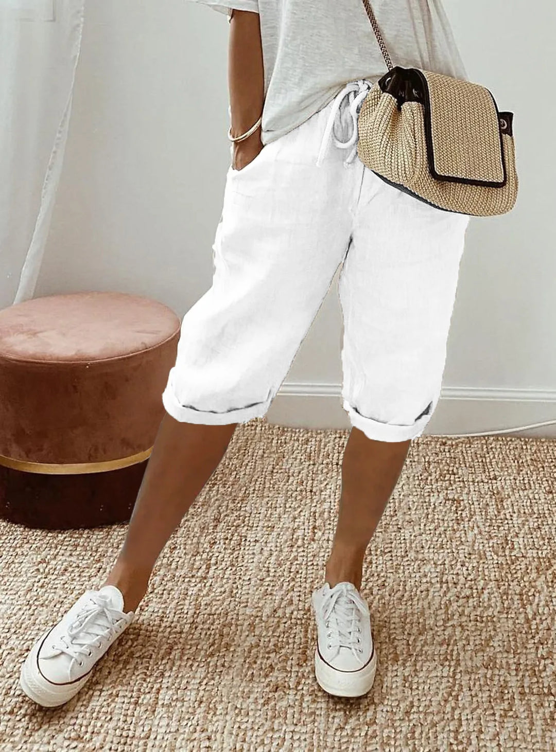 Wren | Linen Blend Sash-Tie Shorts