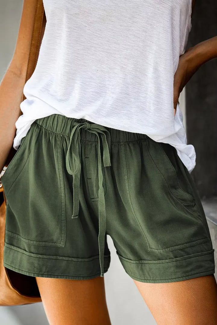 Lark | Lace-Up Wide-Leg Twill Shorts