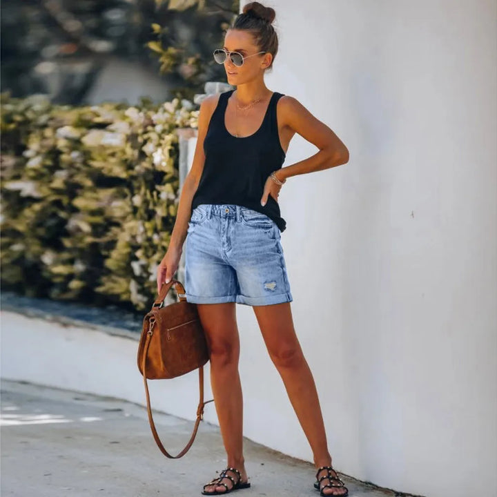 Denise | Classic High Waist Denim Shorts