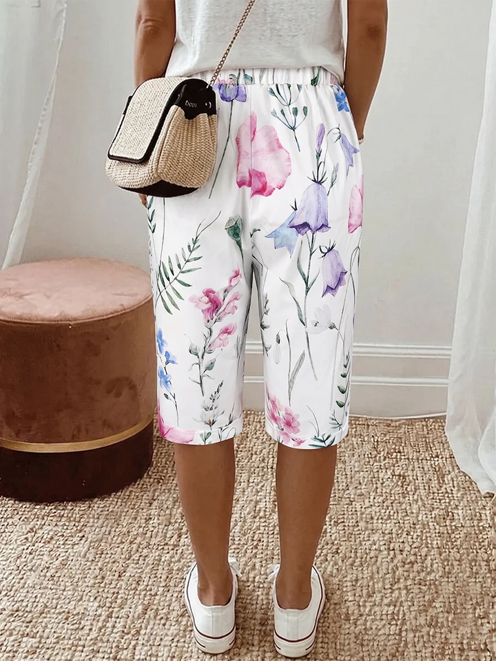 Poppy | Floral Drawstring Wide-Leg Shorts