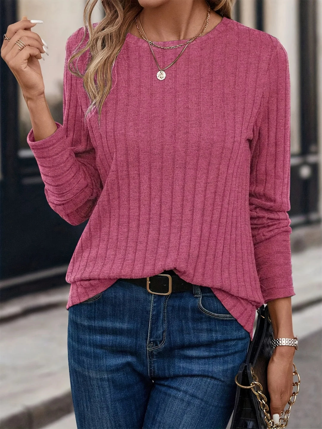 Rosalie | Ribbed Long-Sleeve Top