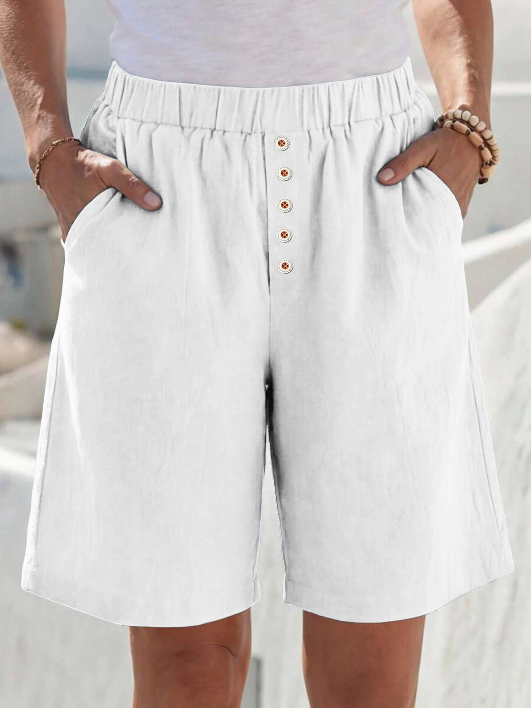 Marlowe | Buttoned Linen Shorts
