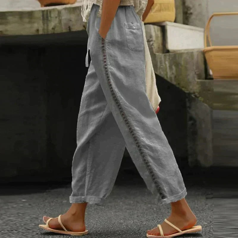 Kath | Refined High Waist Tapered Pants with Side Stripe