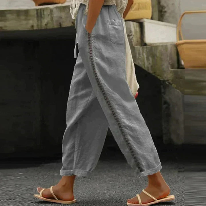 Kath | Refined High Waist Tapered Pants with Side Stripe