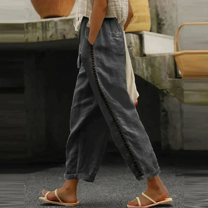 Kath | Refined High Waist Tapered Pants with Side Stripe