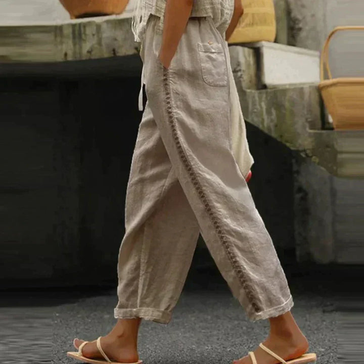 Kath | Refined High Waist Tapered Pants with Side Stripe