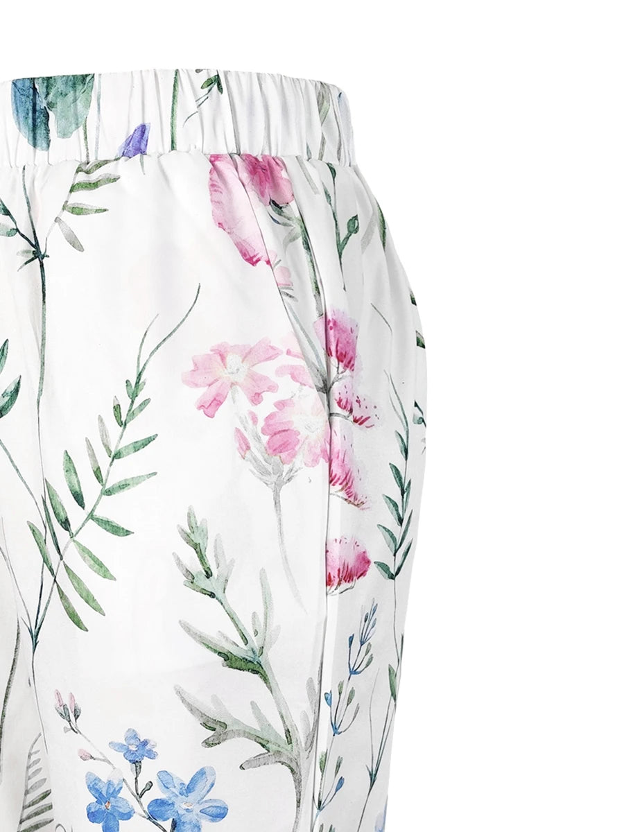 Poppy | Floral Drawstring Wide-Leg Shorts