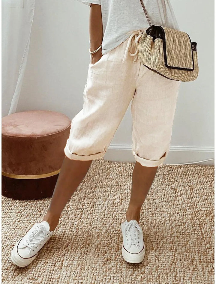 Wren | Linen Blend Sash-Tie Shorts