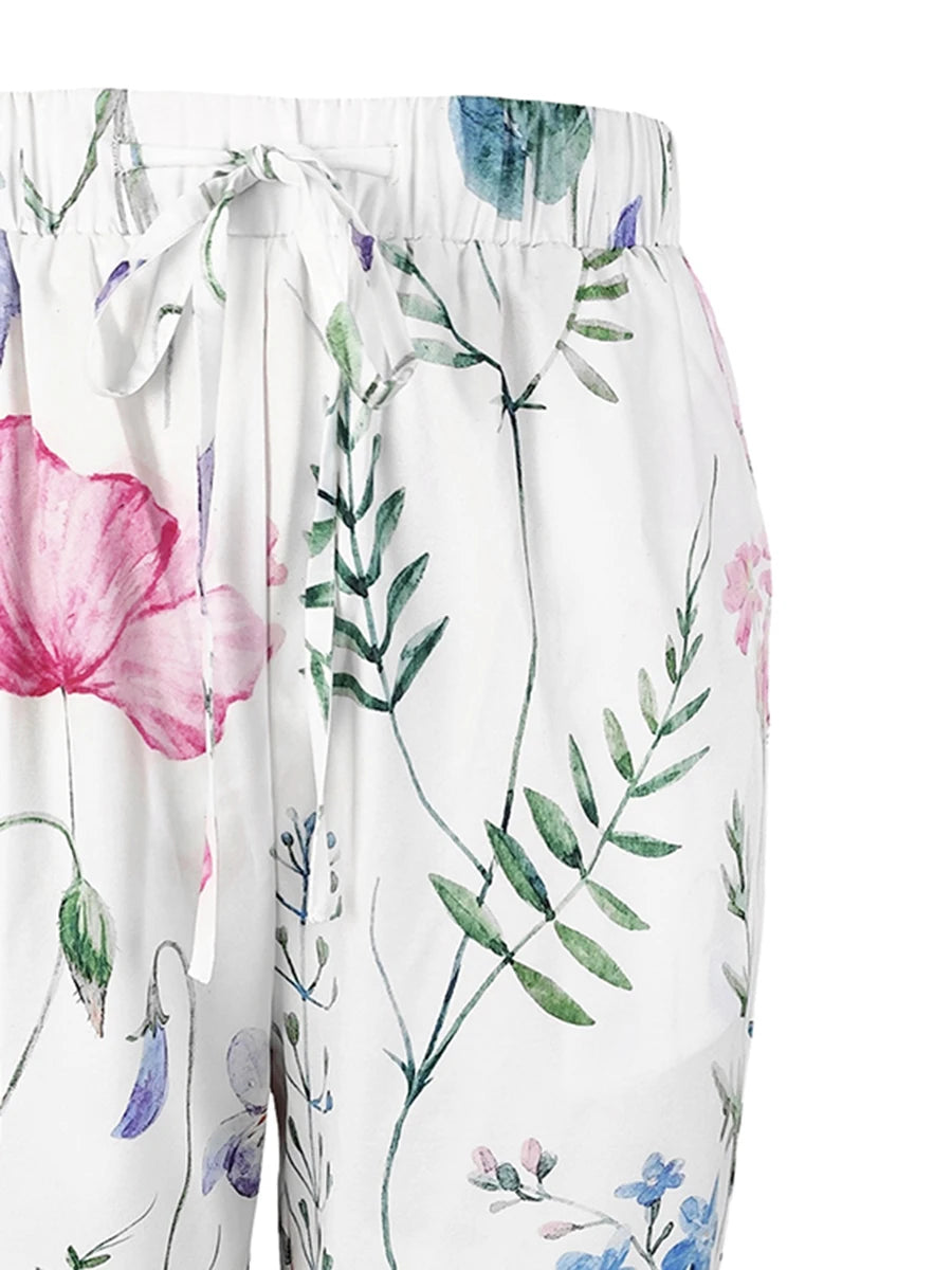 Poppy | Floral Drawstring Wide-Leg Shorts