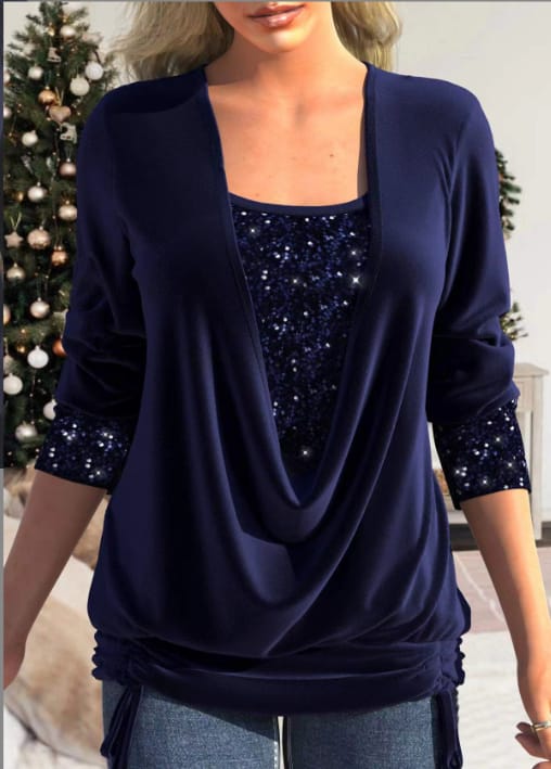 Pen | Sequin Drape Top