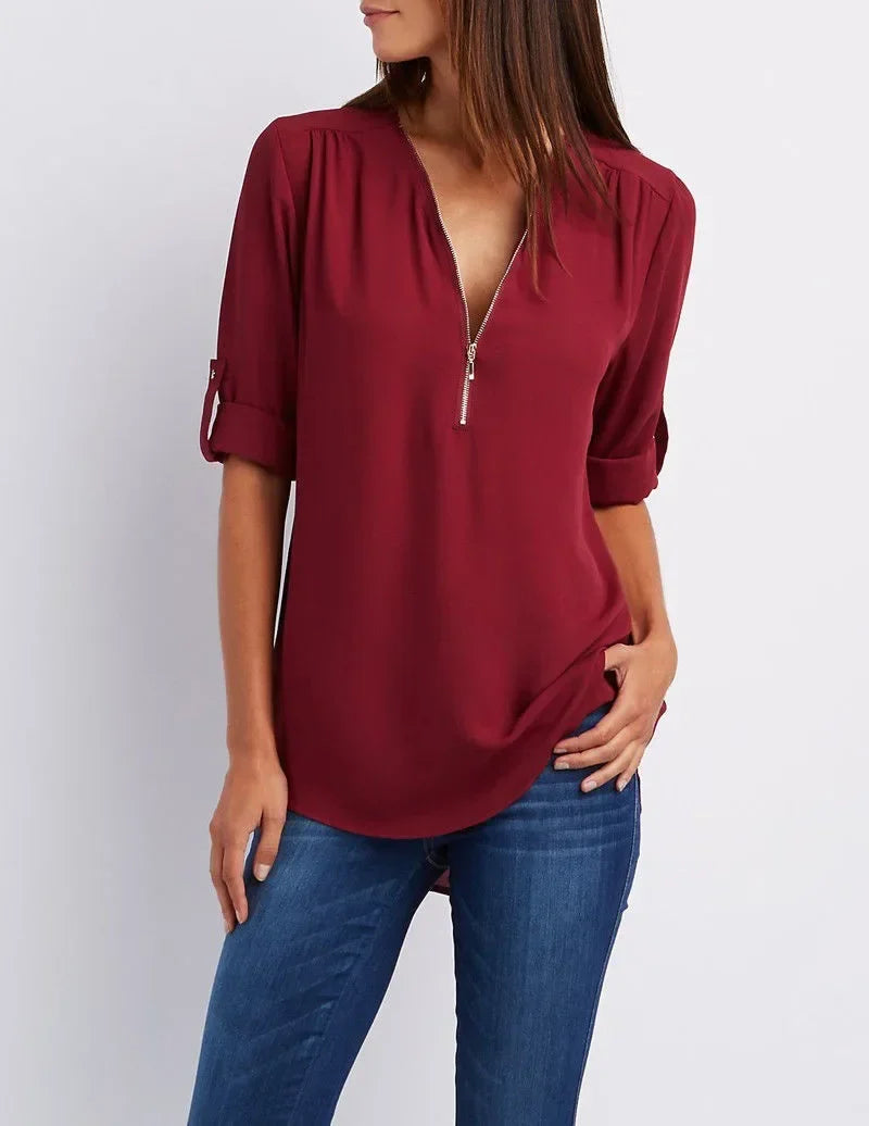 Ora | Zip Detail Top