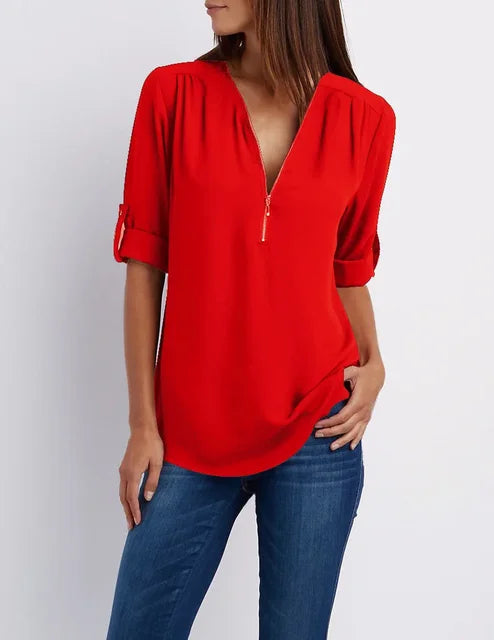 Ora | Zip Detail Top
