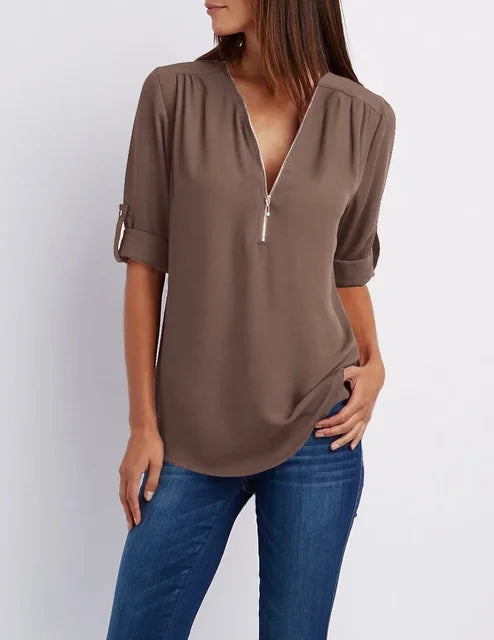 Ora | Zip Detail Top