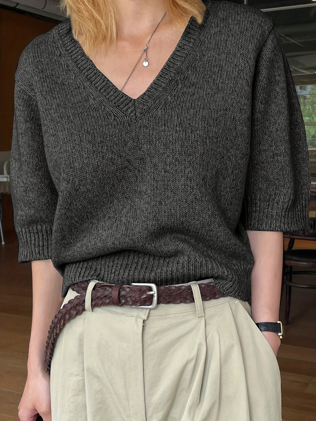 Elle | V-Neck Short-Sleeve Knit