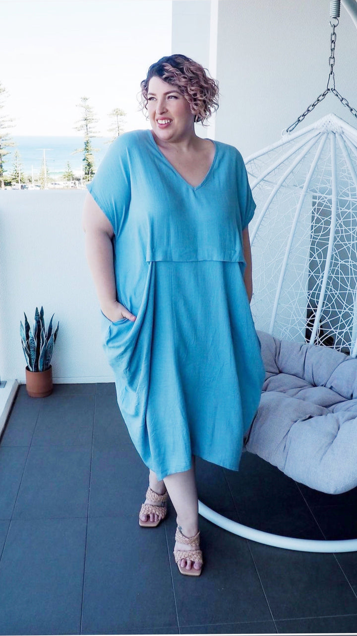 Tabitha | Draped Linen Maxi Dress