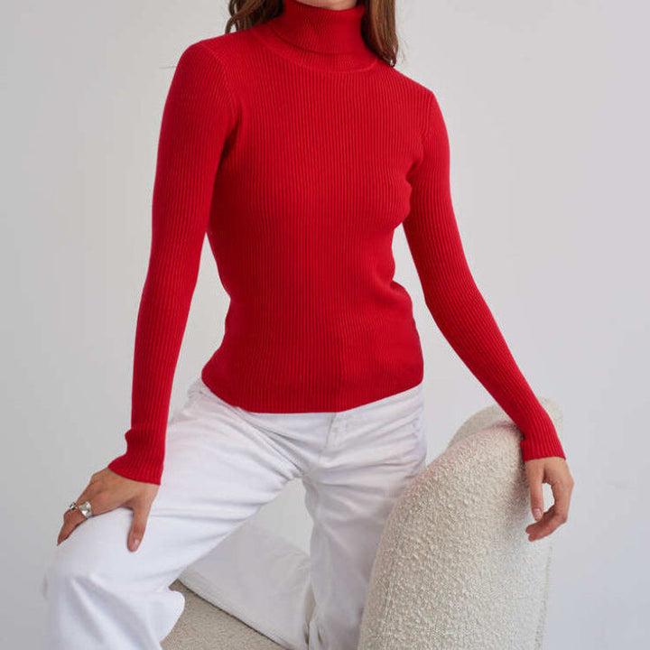 Vinnie | Ribbed Turtleneck Knit Top