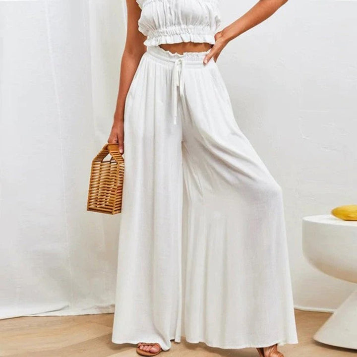 Mairi | Flowing Shirred Waist Palazzo Pants