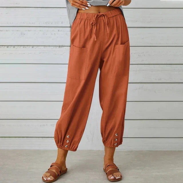 Raine | Relaxed High Waist Pants with Cuffed Ankle