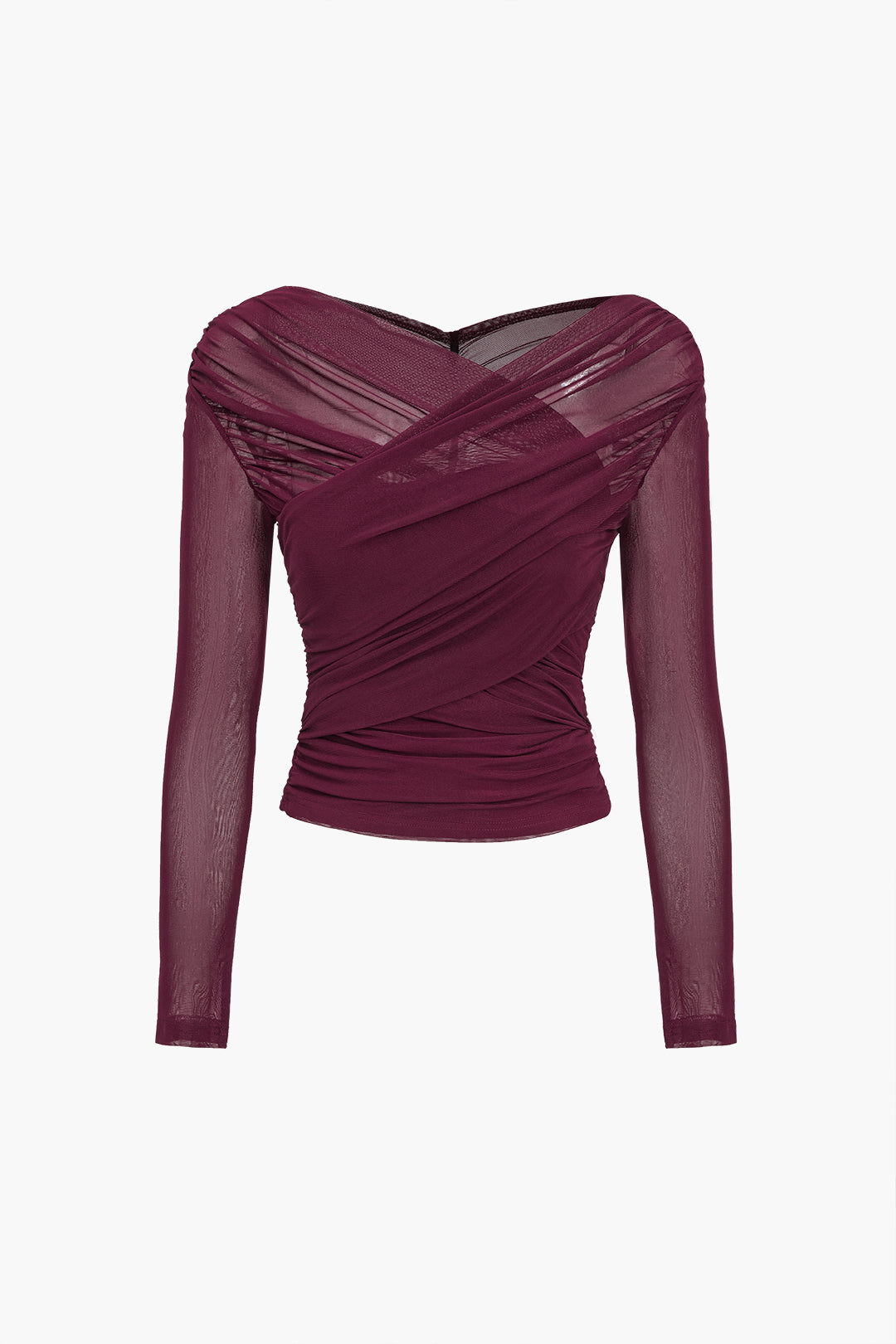 Cali | Ruched Wrap Mesh Top