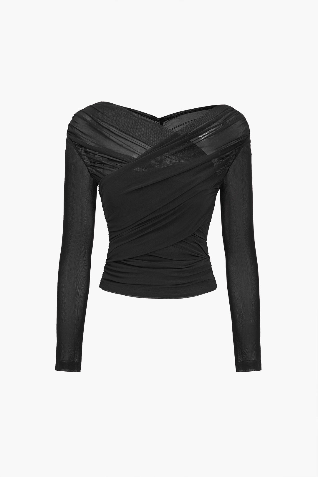 Cali | Ruched Wrap Mesh Top