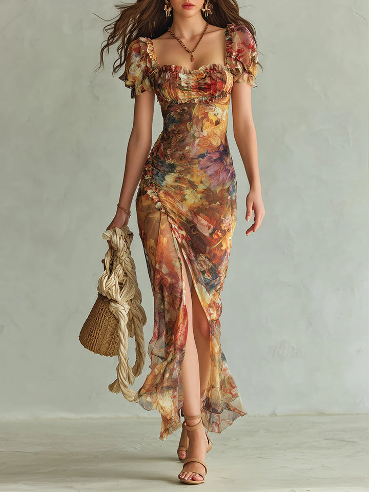 Amberessa | Orange Boho Print Maxi