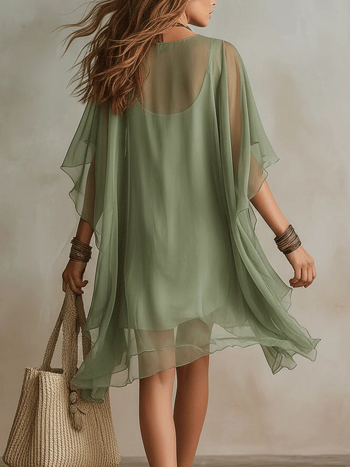 Verdisse | Flowy Green Chiffon Dress