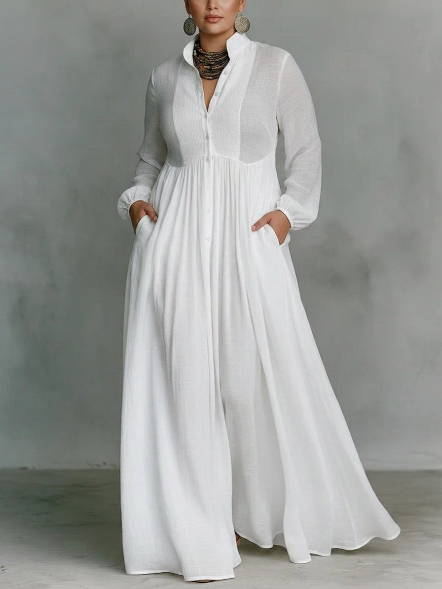 Léonie | Maxi Minimalist Dress with High Collar