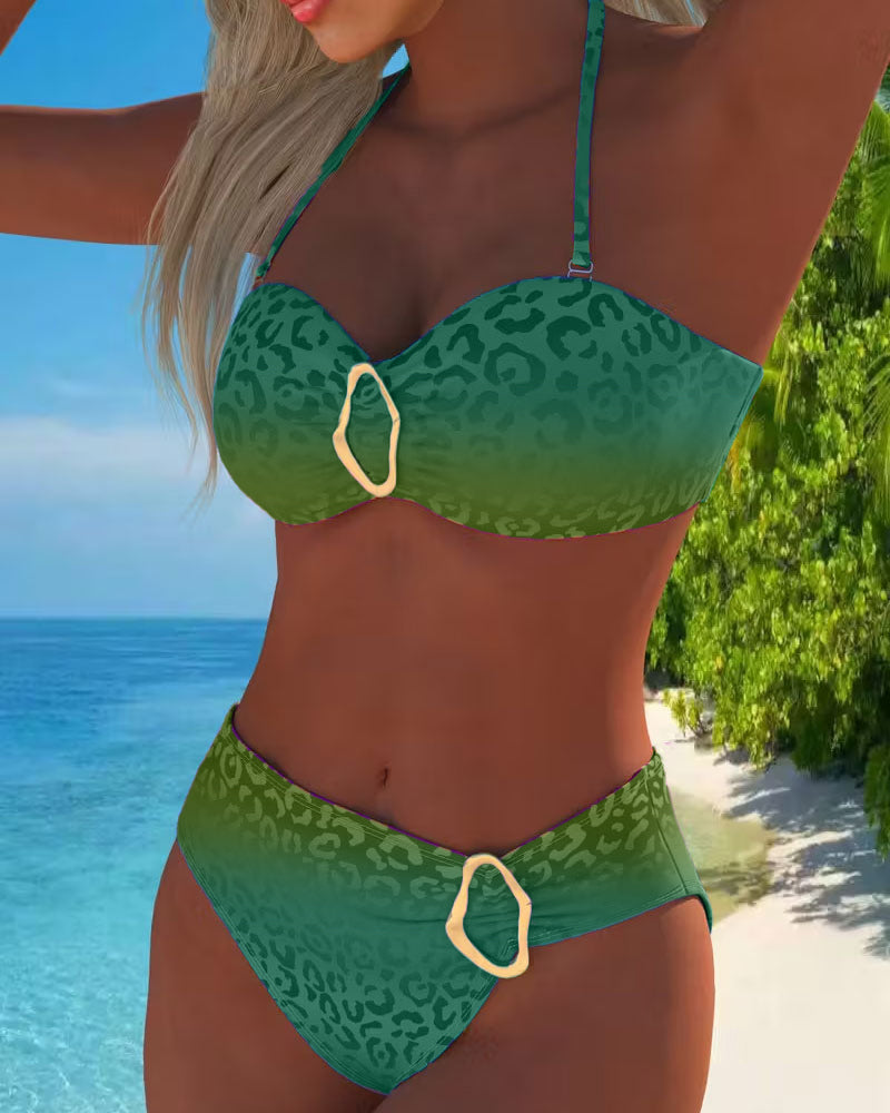 Ines | Halter Leopard Gradient One-Piece