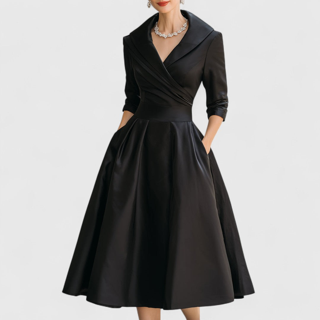 Marley Quinn | Midi Dress with Crossover Bodice and V-Neck