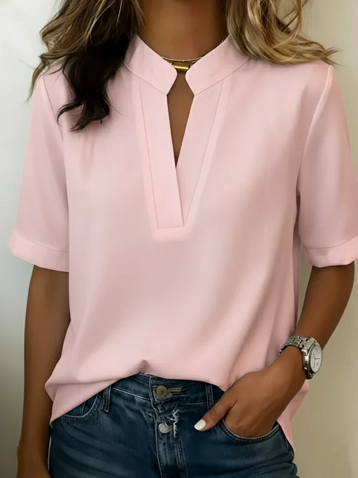 Kendra | Clean Split Neck Blouse