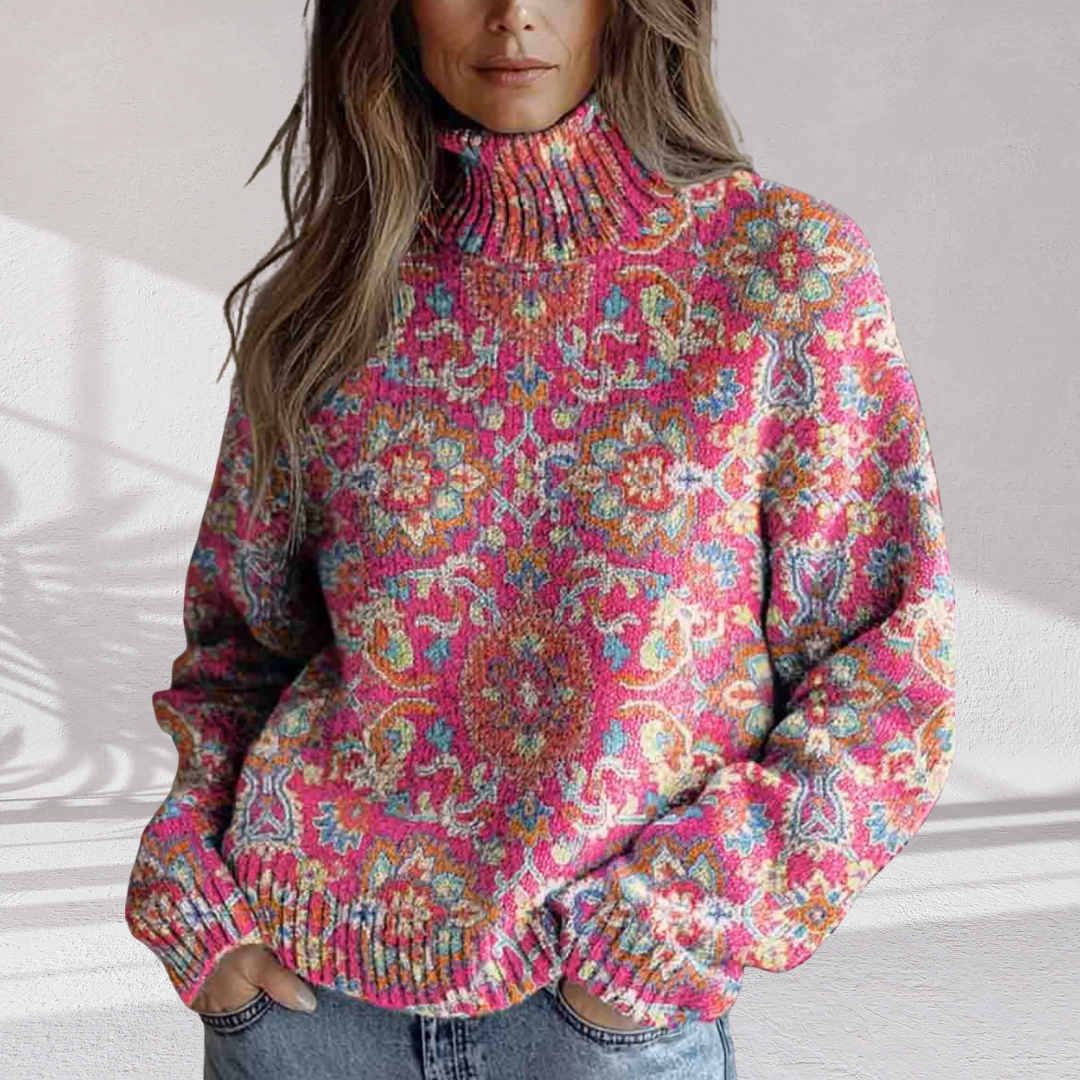 Florence | Floral Knit Turtleneck