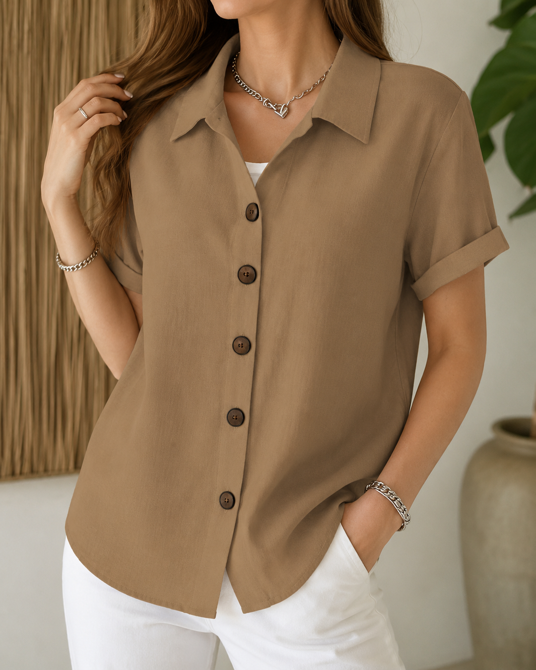 Barrine | Relaxed Button Linen Blouse