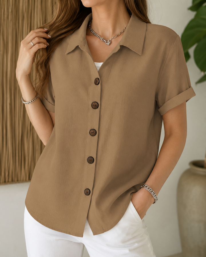 Barrine | Relaxed Button Linen Blouse