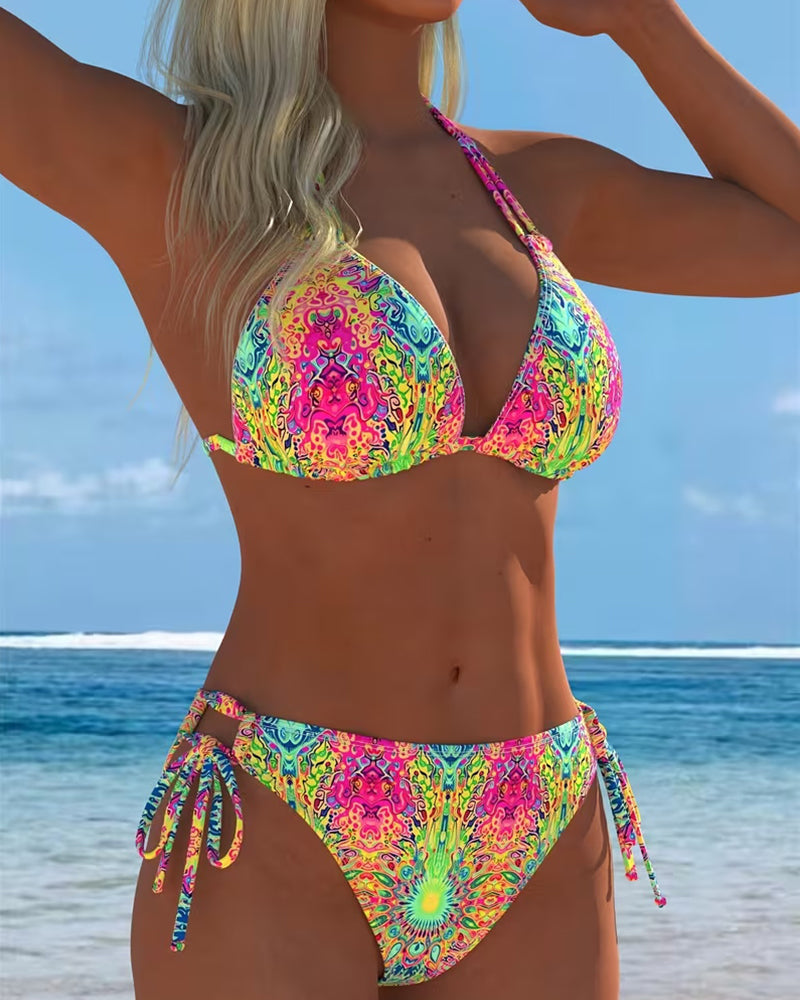 Mel | Colourful Halter-Print Bikini