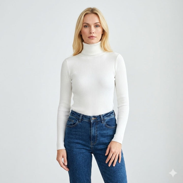 Vinnie | Ribbed Turtleneck Knit Top