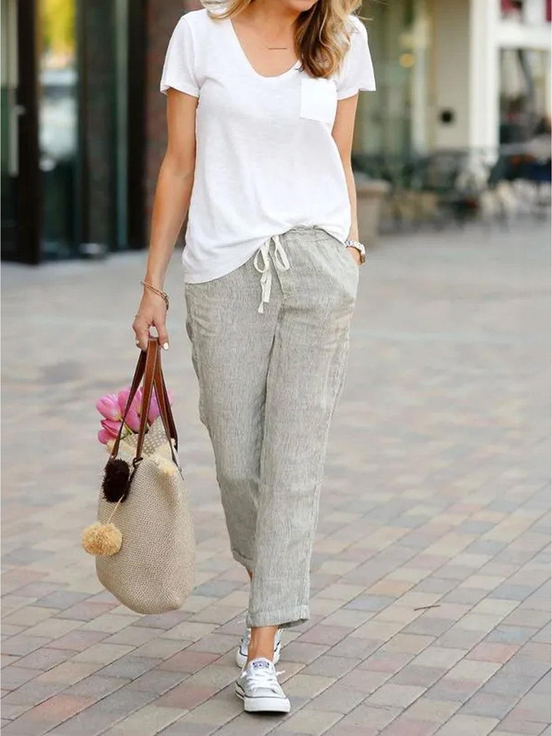 Lettie | Everyday Straight Leg Drawstring Linen Pants