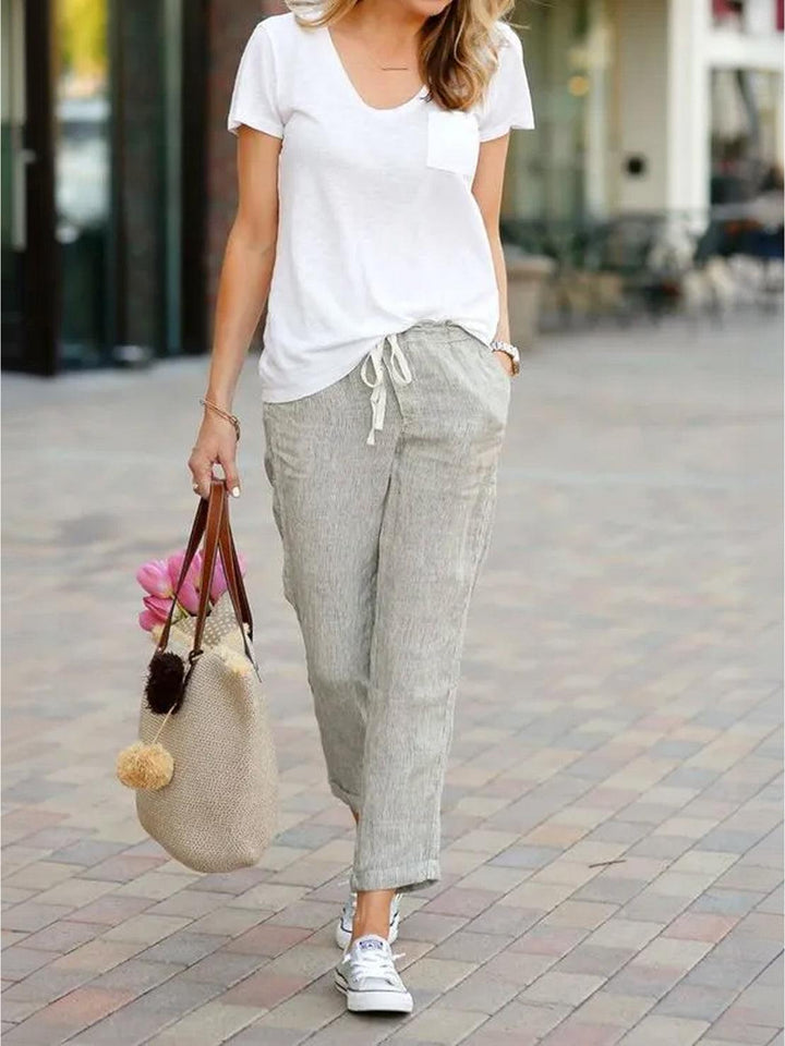 Lettie | Everyday Straight Leg Drawstring Linen Pants