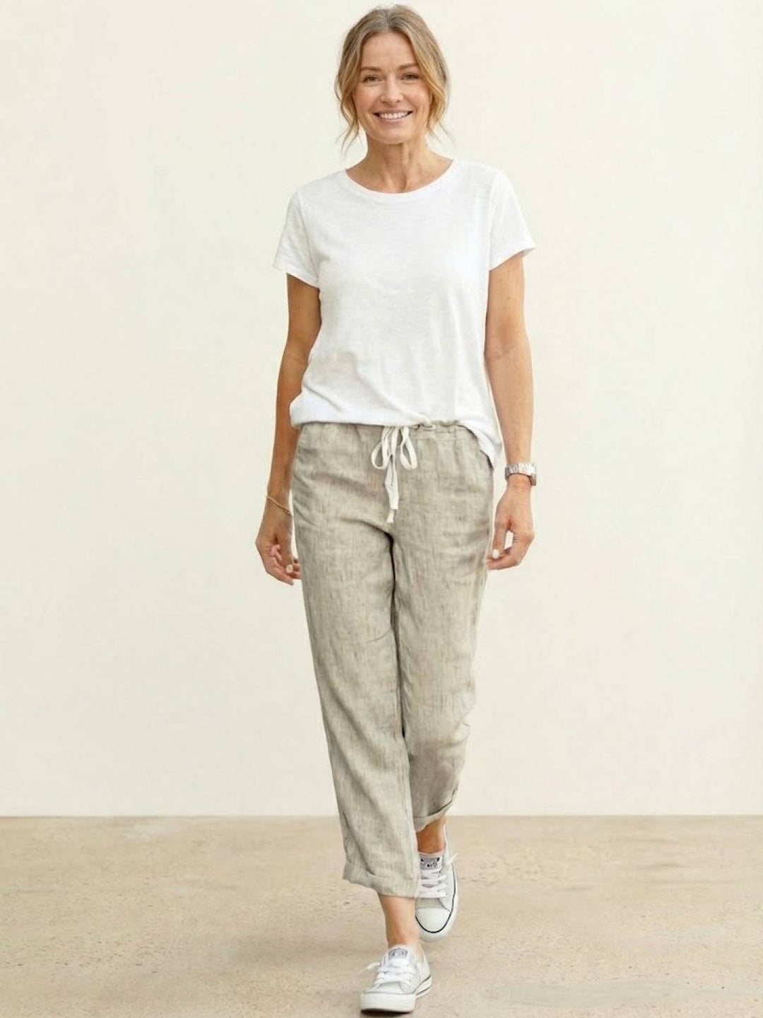 Lettie | Everyday Straight Leg Drawstring Linen Pants
