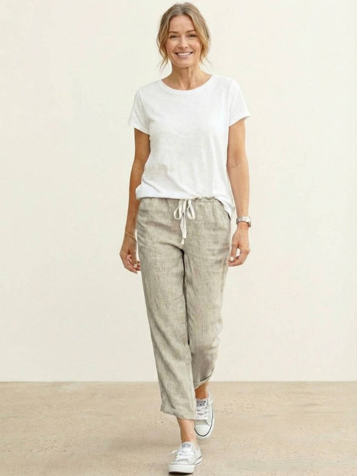 Lettie | Everyday Straight Leg Drawstring Linen Pants