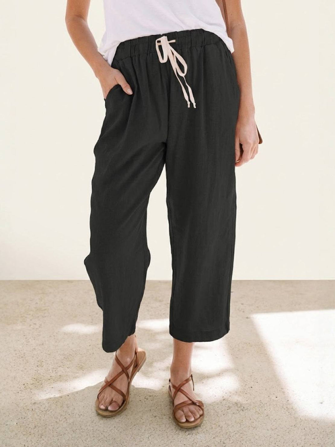 Lettie | Everyday Straight Leg Drawstring Linen Pants