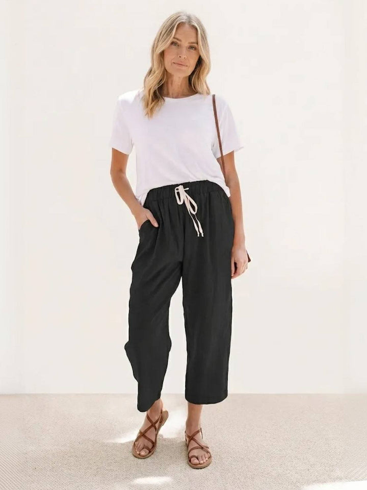 Lettie | Everyday Straight Leg Drawstring Linen Pants