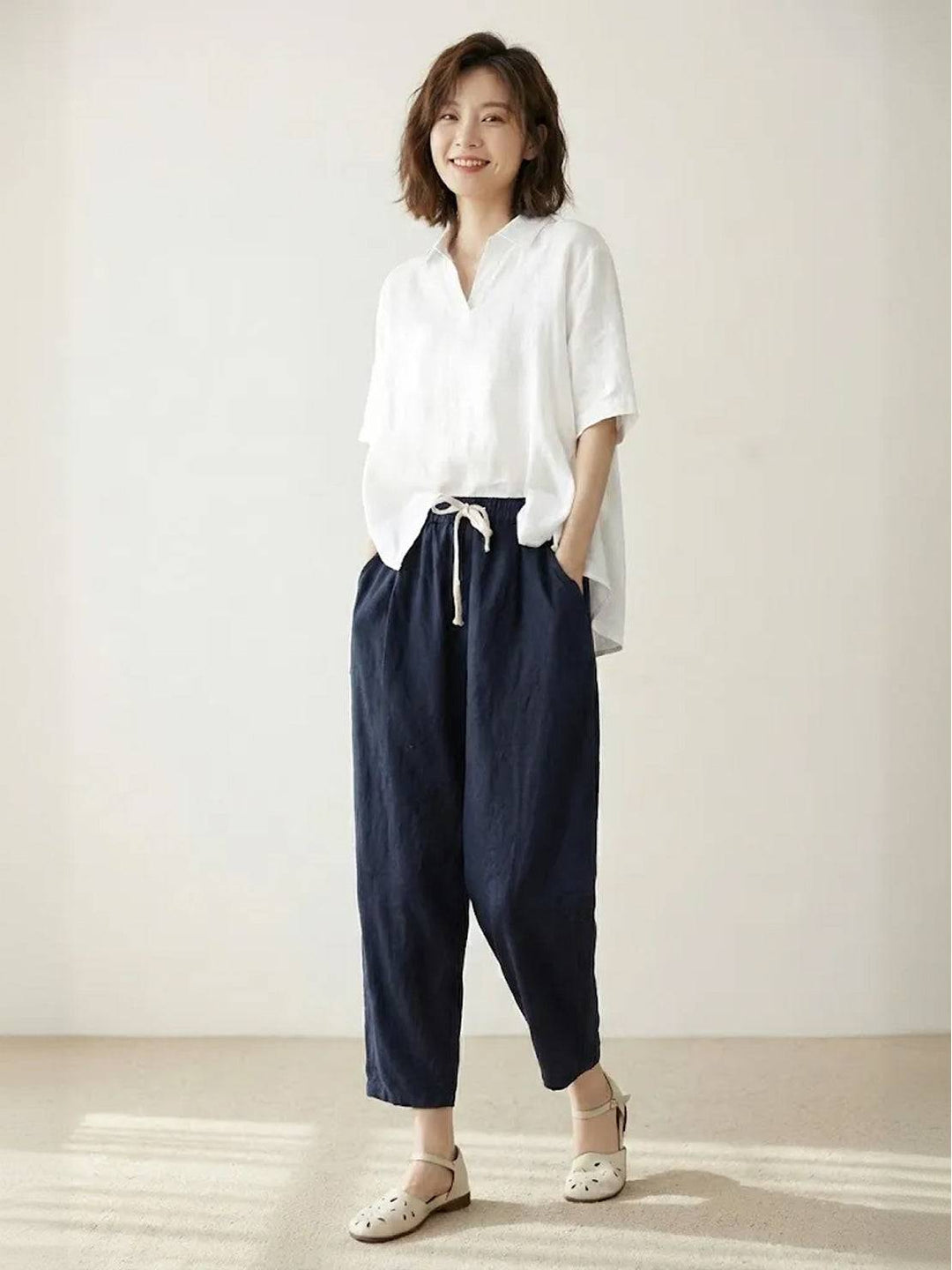 Lettie | Everyday Straight Leg Drawstring Linen Pants