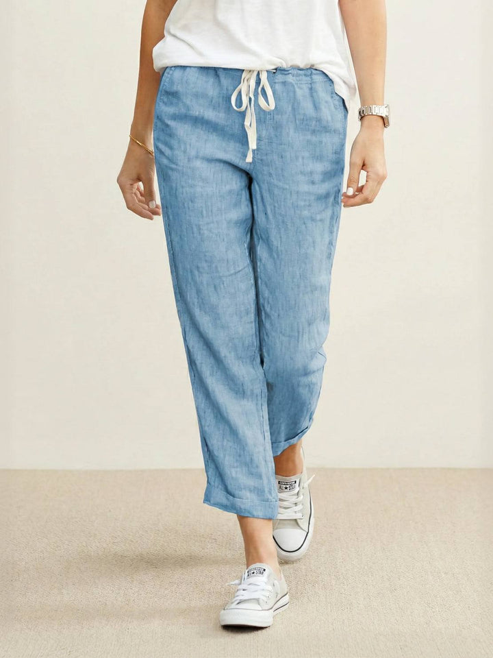 Lettie | Everyday Straight Leg Drawstring Linen Pants