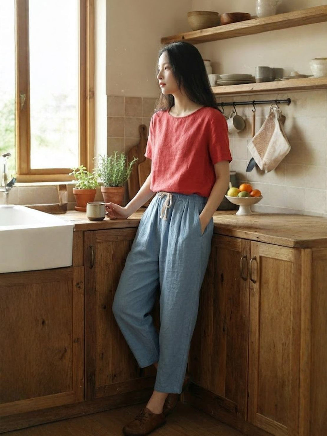 Lettie | Everyday Straight Leg Drawstring Linen Pants