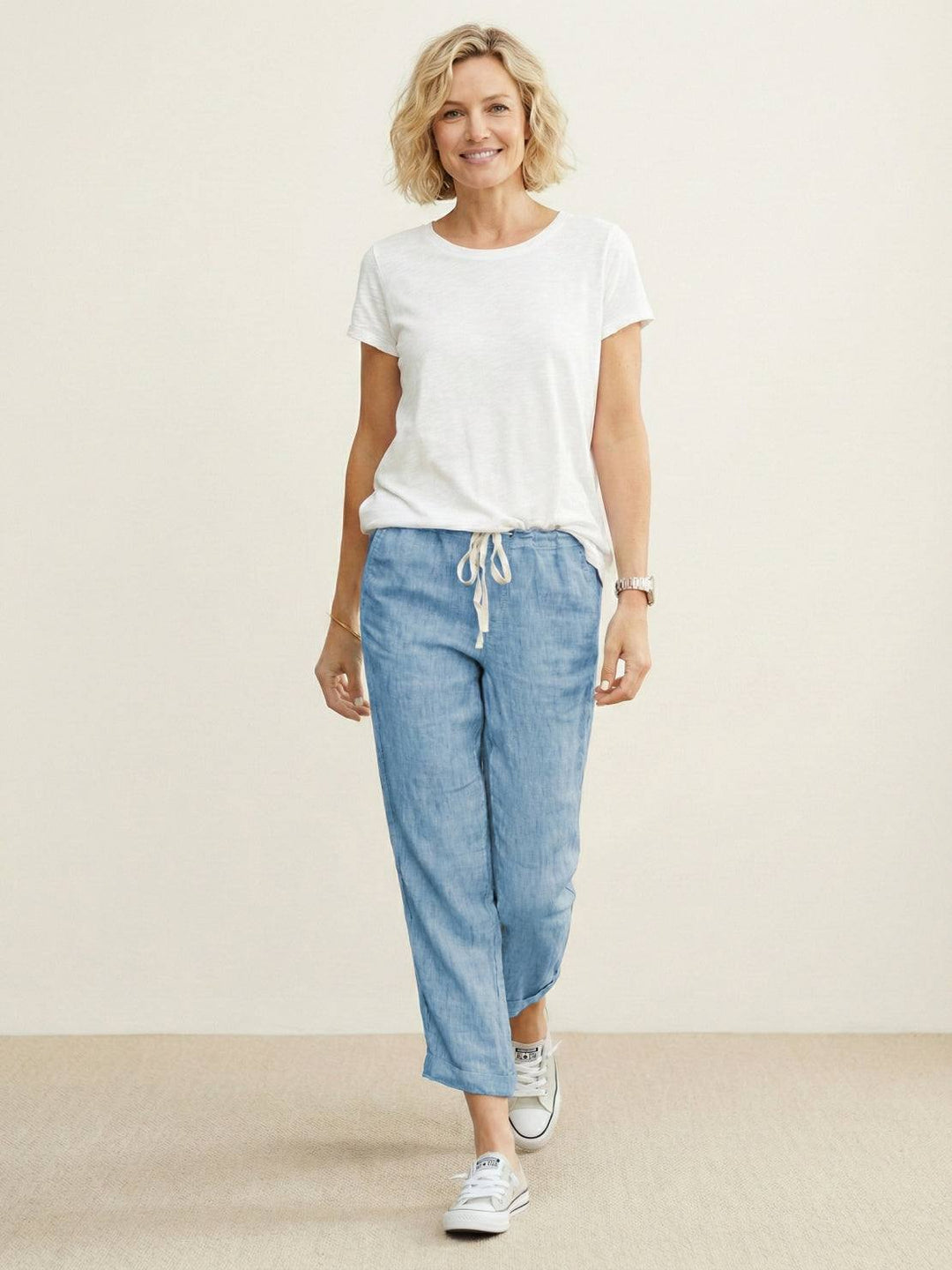 Lettie | Everyday Straight Leg Drawstring Linen Pants