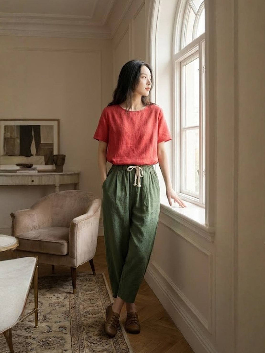 Lettie | Everyday Straight Leg Drawstring Linen Pants