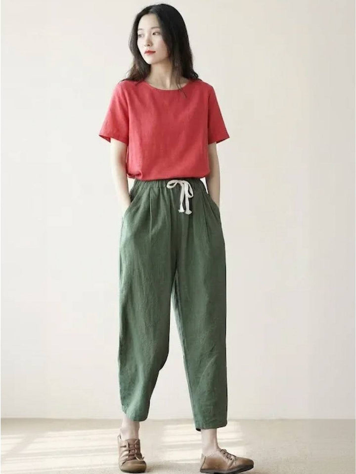 Lettie | Everyday Straight Leg Drawstring Linen Pants