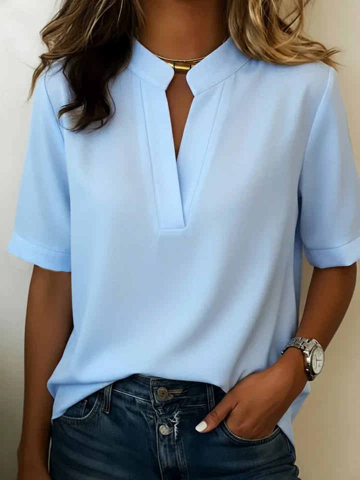 Kendra | Clean Split Neck Blouse